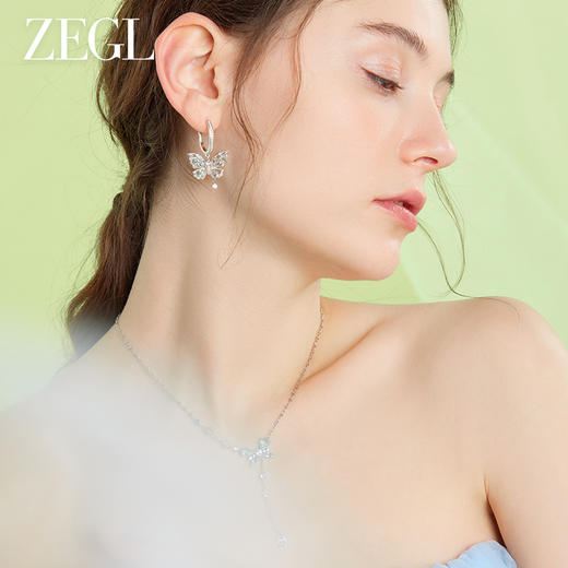 ZEGL设计师薄荷梦蝶系列蝴蝶耳环女2023年新款潮耳钉高级感耳饰品 商品图4