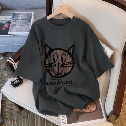 300斤大码女装短袖T恤女胖妹妹韩版宽松显瘦遮肚子200斤半袖上衣 商品图7