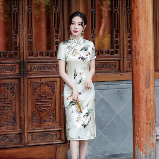 时尚修身复古，桑蚕丝真丝旗袍TY-JYJ-110 商品图5