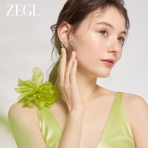 ZEGL设计师春日绽放系列彩色蝴蝶耳环女小众设计感耳钉银针耳饰品 商品图3