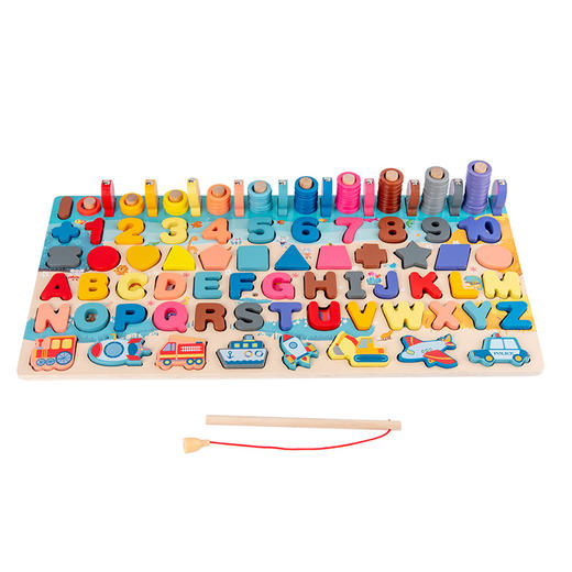 【儿童早教玩具！激发奇趣认知力】儿童磁吸式钓鱼多功能对数板认知幼儿园早教木质拼图拼板玩具 商品图9