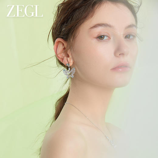 ZEGL设计师薄荷梦蝶系列蝴蝶耳环女小众设计感高级耳钉银针耳饰品 商品图1