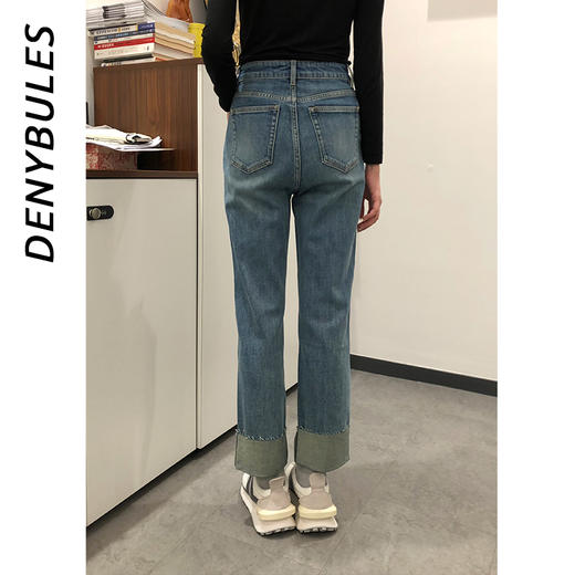 DENYBULES高腰修身直筒蛋卷裤---菜菜美食日记 商品图8
