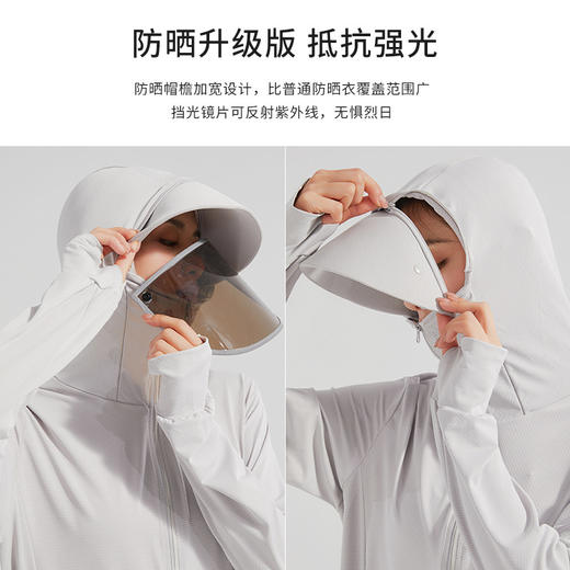 【冰丝黑胶防晒衣】春夏防紫外线UPF50+冰丝黑胶防晒衣 大帽檐+遮阳镜片男女款骑车防晒衣 商品图3