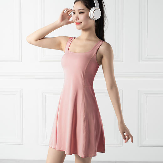 跃牌【禅语梵心系列】连体露背连衣裙带胸垫瑜伽服运动套装F2165（带胸垫+带安全裤） 商品图6