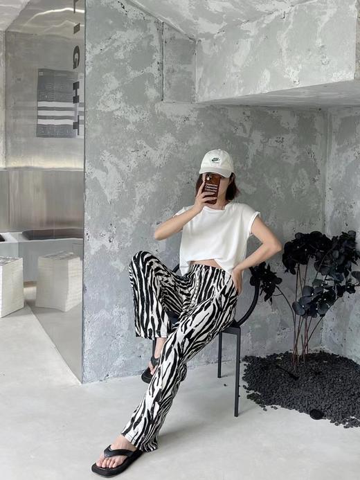 复古风阔腿裤女2023春夏秋季新时髦百搭直筒时尚减龄条纹休闲裤女 商品图5