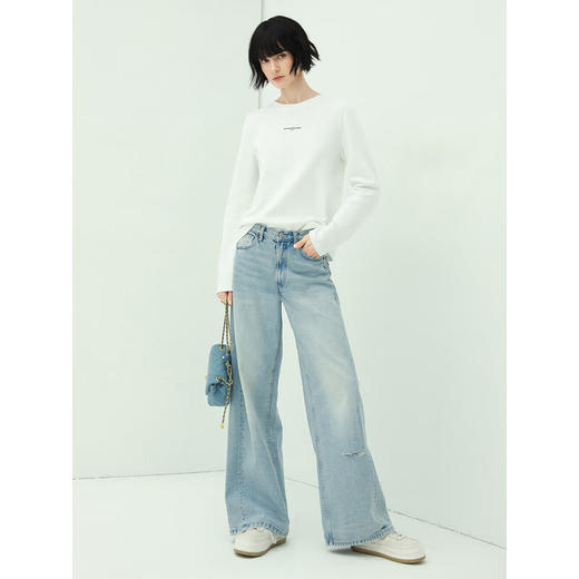 COCOBELLA时尚简约字母印花长袖T恤秋气质休闲舒适上衣TS639 商品图3