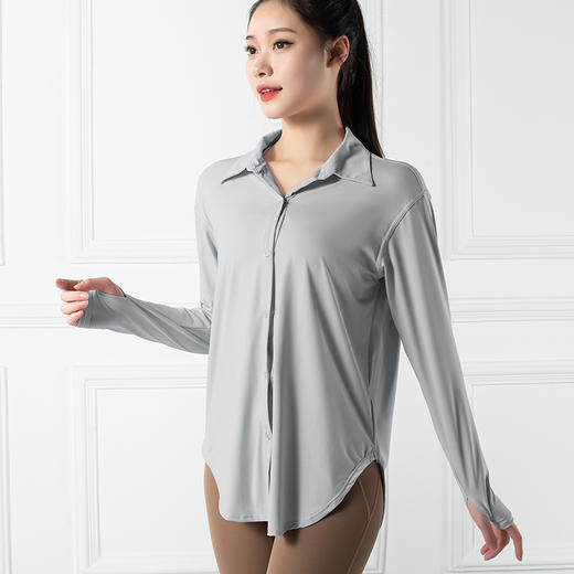 跃牌【禅语梵心系列】凉感防晒衬衫运动外套宽松长款瑜伽服F2164（不带胸垫） 商品图5