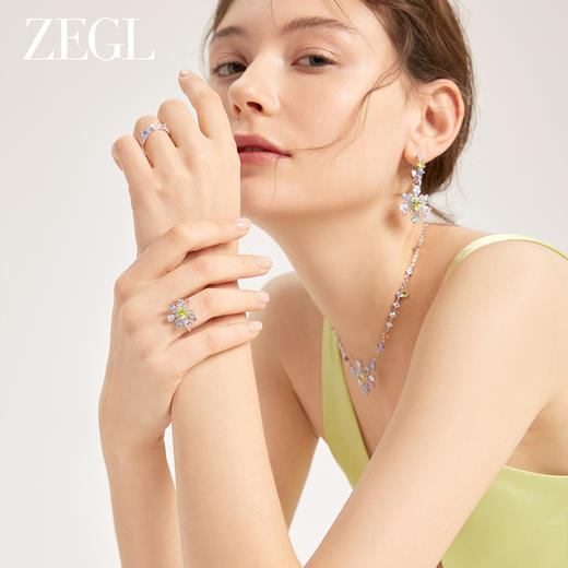 ZEGL设计师春日绽放系列彩色爱心戒指女轻奢小众设计指环食指戒子 商品图1