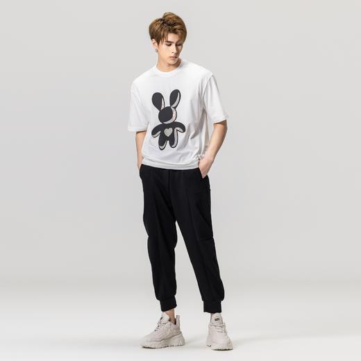 PINLI品立夏季新款纯棉烫钻兔子T恤男士短袖体恤BG231111058 商品图1