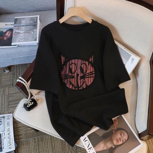 300斤大码女装短袖T恤女胖妹妹韩版宽松显瘦遮肚子200斤半袖上衣 商品图6