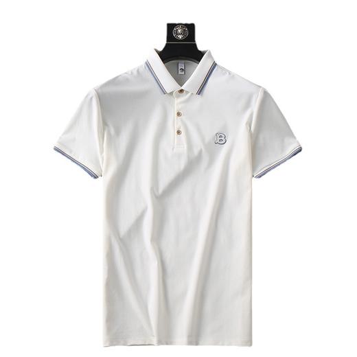 「三款配色！冰丝光珠地面料」夏季薄款冰丝光珠地商务休闲polo衫 男短袖修身刺绣字母白色t恤男上衣 商品图4