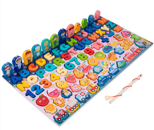 【儿童早教玩具！激发奇趣认知力】儿童磁吸式钓鱼多功能对数板认知幼儿园早教木质拼图拼板玩具 商品图10