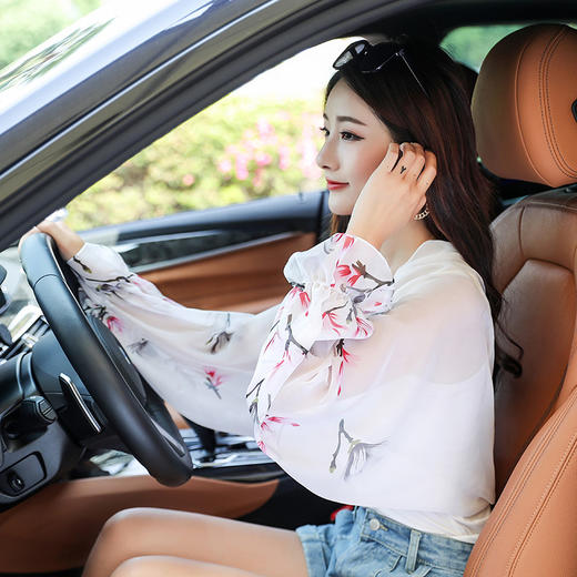 夏季雪纺防晒披肩腰果印花防晒袖套长袖薄款外搭小披肩丝巾女 商品图2