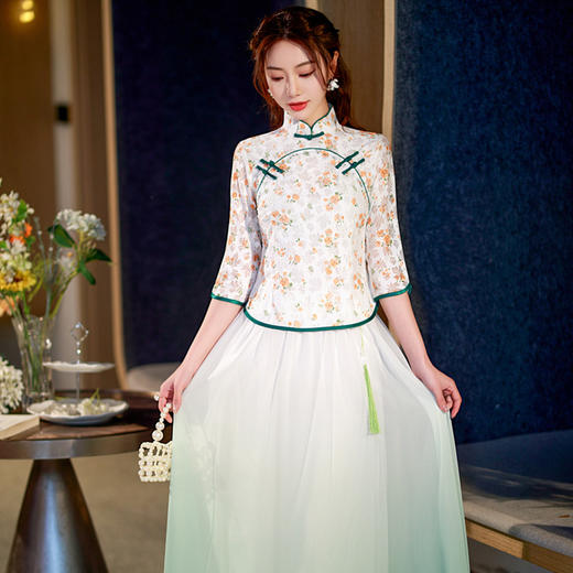 少女版改良旗袍连衣裙，气质小清新旗袍两件套BJ-23014 商品图2