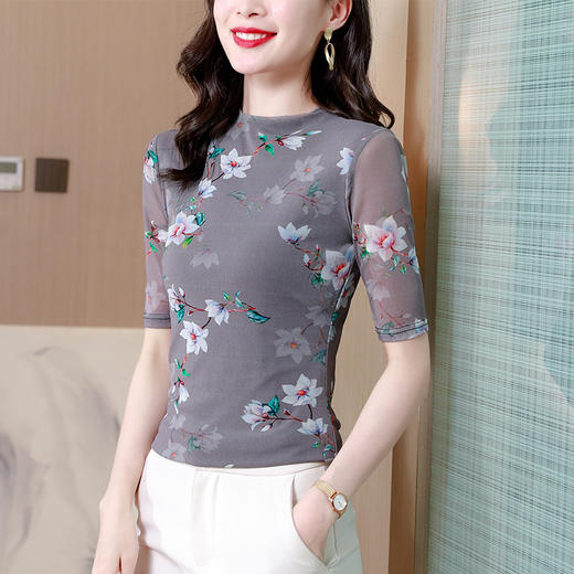 网纱双层打底衫，中袖百搭t恤女上衣KQL-N9872 商品图2