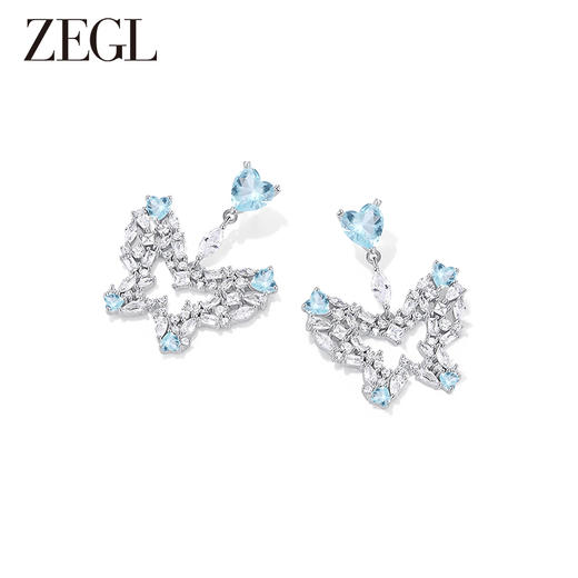 ZEGL设计师薄荷梦蝶系列蝴蝶耳环女小众设计感高级耳钉银针耳饰品 商品图3