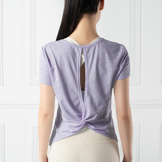 跃牌【禅语梵心系列】 雪花透气运动露背扭结瑜伽服罩衫F2163（不带胸垫） 商品图10