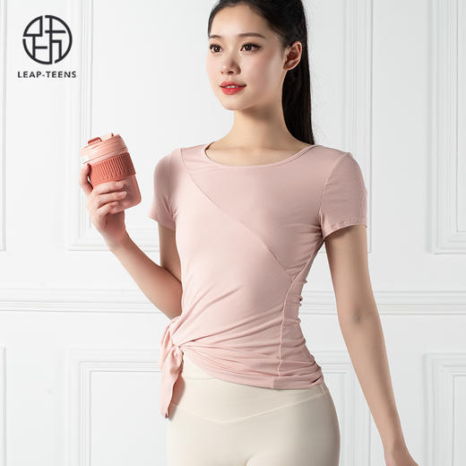 跃牌【禅语梵心系列】下摆侧开叉短袖瑜伽服健身T恤F2144 (不带胸垫） 商品图5