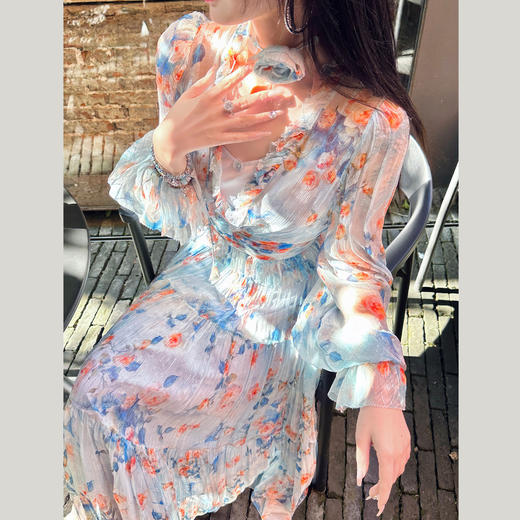 【大货捡漏，不退不换】  【仲夏夜之梦】优雅浪漫高贵花朵桑蚕丝上衣半裙女春季新款 商品图0