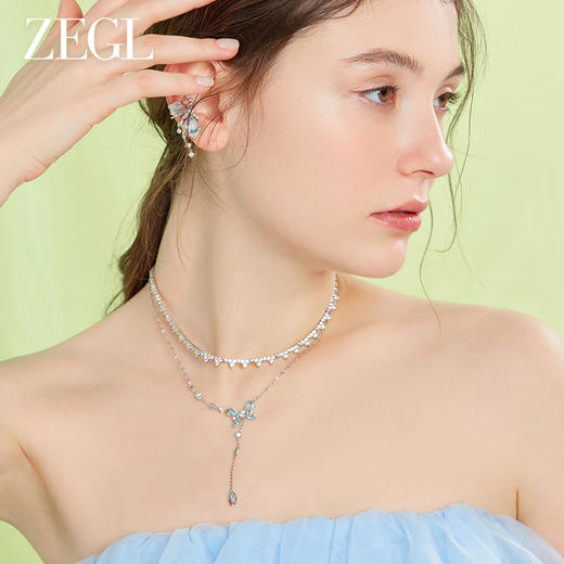 ZEGL设计师薄荷梦蝶系列蝴蝶不对称耳夹女无耳洞耳骨夹耳环耳饰品 商品图1