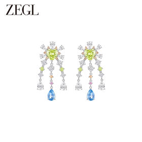 ZEGL设计师春日绽放系列彩色多巴胺串珠流苏耳环女小众长款耳钉银针耳饰