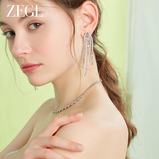 ZEGL设计师薄荷梦蝶系列长款流苏耳环女2023年新款潮耳钉银针耳饰 商品图1