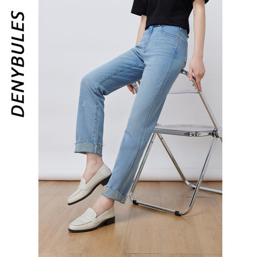 DENYBULES高腰修身直筒蛋卷裤---菜菜美食日记 商品图4