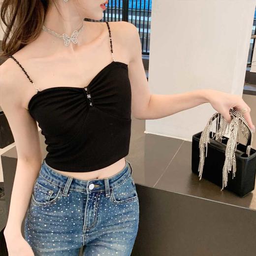 BeQueenStory【热辣甜心】时尚高级针织短款修身小抹胸背心吊带2023新款 商品图4