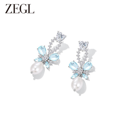 ZEGL设计师薄荷梦蝶系列蝴蝶耳环女轻奢高级感人造珍珠耳钉耳饰品 商品图3