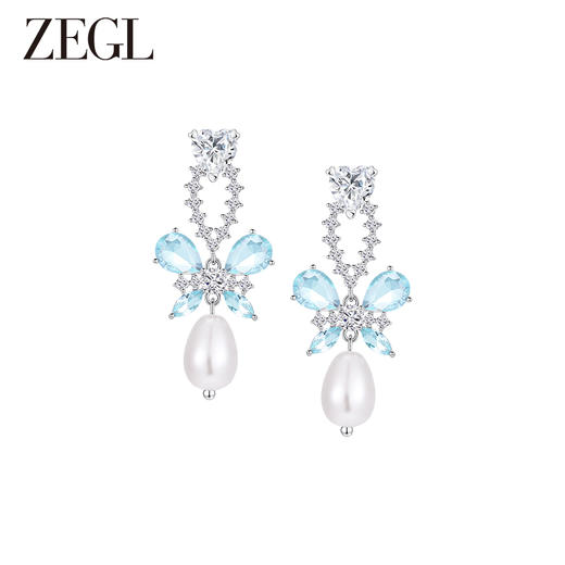 ZEGL设计师薄荷梦蝶系列蝴蝶耳环女轻奢高级感人造珍珠耳钉耳饰品 商品图0
