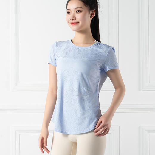 跃牌【禅语梵心系列】 雪花透气运动露背扭结瑜伽服罩衫F2163（不带胸垫） 商品图4