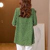 KQL-A83N6882 2023时尚棉质衬衫女装中袖复古民族风衬衫绿色时髦洋气小衫上衣 商品缩略图3