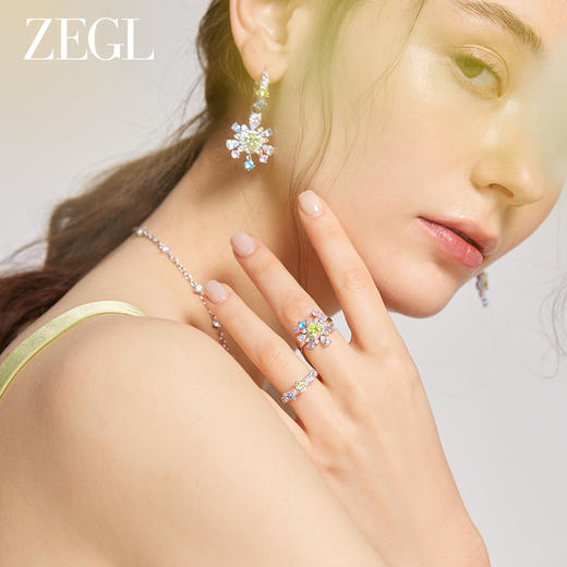 ZEGL设计师春日绽放系列彩色爱心戒指女轻奢小众设计指环食指戒子 商品图3