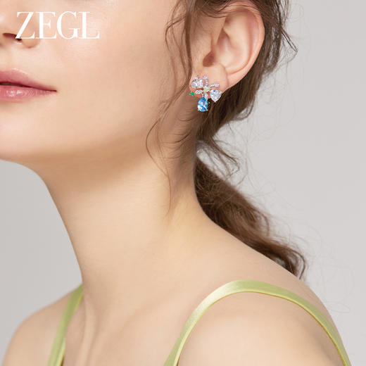 ZEGL设计师春日绽放系列蝴蝶水滴耳环女2023年新款潮耳钉银针耳饰 商品图1