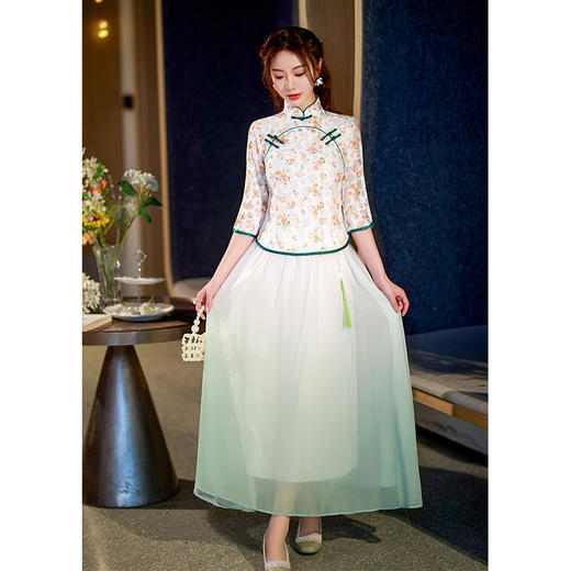少女版改良旗袍连衣裙，气质小清新旗袍两件套BJ-23014 商品图0