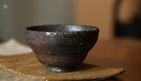 黑粗陶 束腰杯 品茗杯
