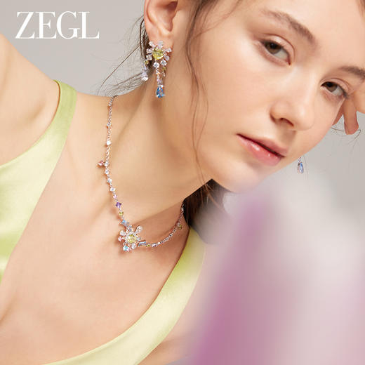 ZEGL设计师春日绽放系列彩色多巴胺串珠流苏耳环女小众长款耳钉银针耳饰 商品图2