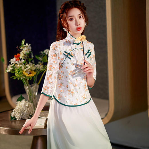 少女版改良旗袍连衣裙，气质小清新旗袍两件套BJ-23014 商品图4