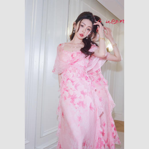 【孤品样衣，不退不换】  【山寺桃花】浪漫简约对丝重工款对丝工艺100桑蚕丝连衣裙 商品图3