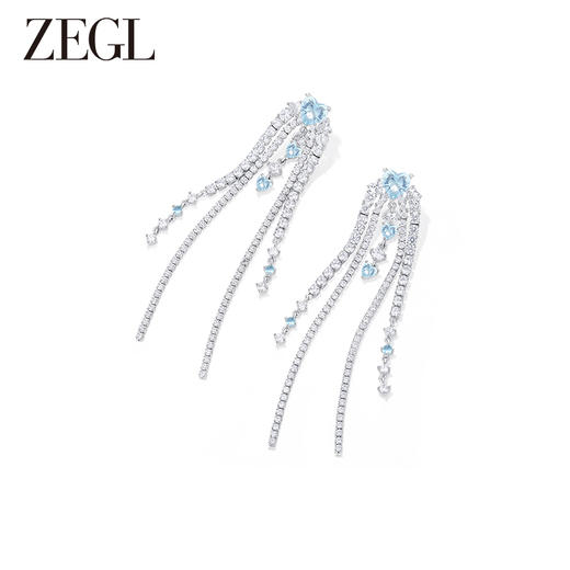 ZEGL设计师薄荷梦蝶系列长款流苏耳环女2023年新款潮耳钉银针耳饰 商品图4