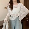辣妹小香风春季镂空防晒针织衫罩衫休闲风时尚短款长袖上衣 商品缩略图1