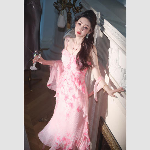 【孤品样衣，不退不换】  【山寺桃花】浪漫简约对丝重工款对丝工艺100桑蚕丝连衣裙 商品图2