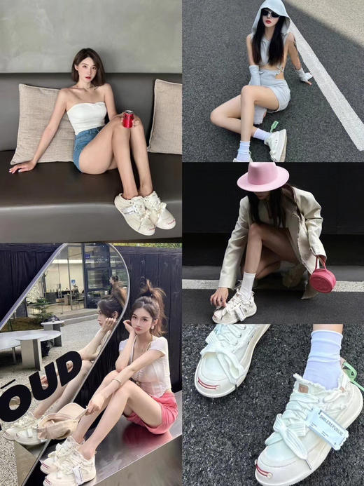 SMILEREPUBLIC丨SR开口笑帆布鞋！今年最火最潮的鞋子🖤 檀健次※徐璐※杨超越等半个娱乐圈明星的同款！羊毛流苏+蝴蝶结设计，原版加密帆布和牛皮内里，舒适度极好！ 商品图2