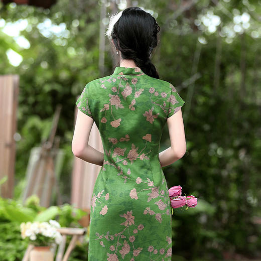 OYCP-230016女装复古旗袍2023年新款女装中国风苎麻印花连衣裙 商品图4