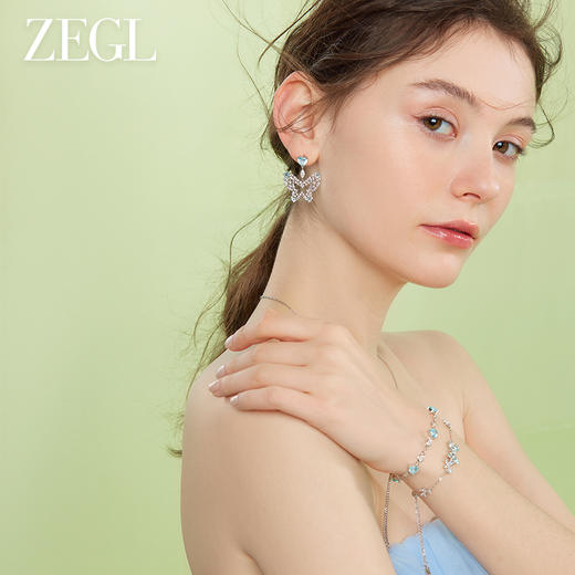 ZEGL设计师薄荷梦蝶系列蝴蝶耳环女小众设计感高级耳钉银针耳饰品 商品图4