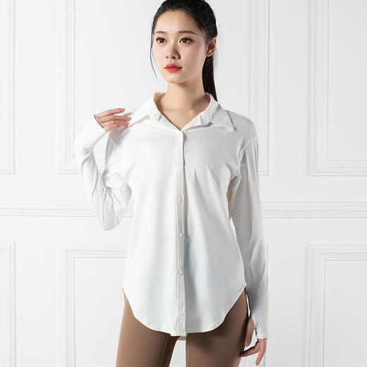 跃牌【禅语梵心系列】凉感防晒衬衫运动外套宽松长款瑜伽服F2164（不带胸垫） 商品图7