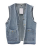 2023春新款复古洗水牛仔马甲女宽松韩版大口袋单排扣无袖背心外套 商品缩略图4
