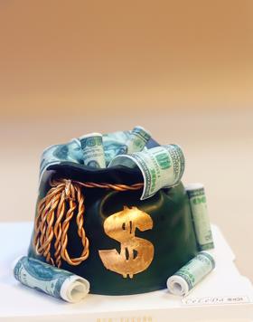 【臻品系列】-需提前一天预定【实拍图】翻糖加高胚三层夹心【福袋】送老公、爸爸、男朋友、男士蛋糕