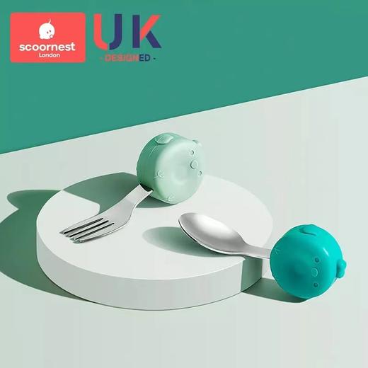 科巢宝宝学吃饭训练勺子婴儿童餐具辅食不锈钢小硅胶短柄叉勺叉子套装 商品图6